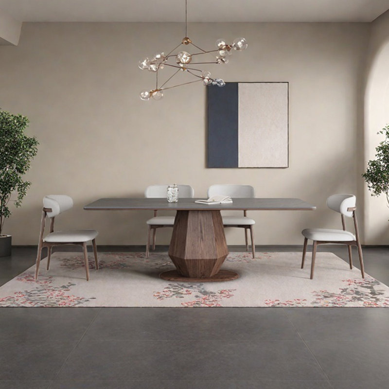 Ensemble de table de salle à manger en pierre frittée grise, H 29,53 po x L 70,87 po x l 35,43 po