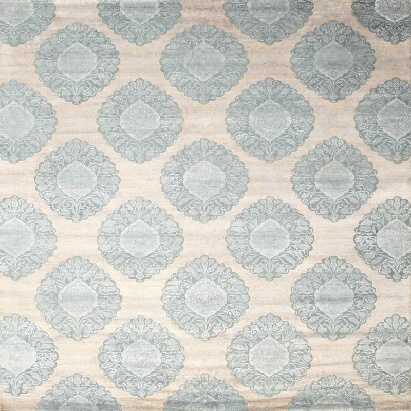 Tapis de zone bleu ciel contemporain, Carré 7 pi