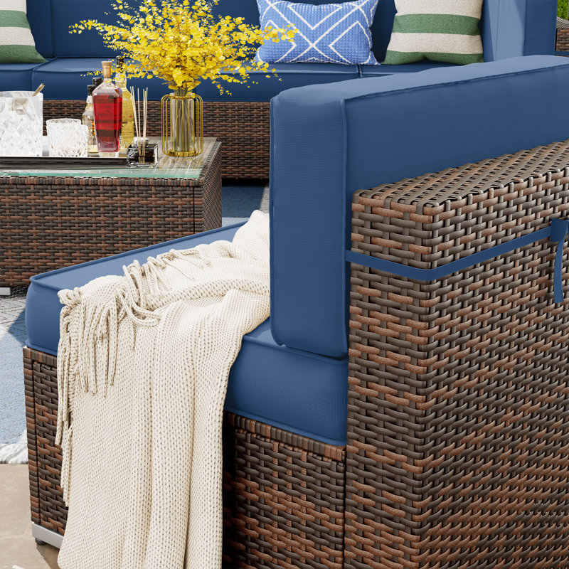 Angeli 8-Person Furniture Sets with Coffee Table, 1 Waterproof Covers, Navy