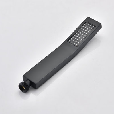 Ensemble de douche de plafond, noir mat - tête de 12 po et douchette à pluie autonettoyante en laiton naturel