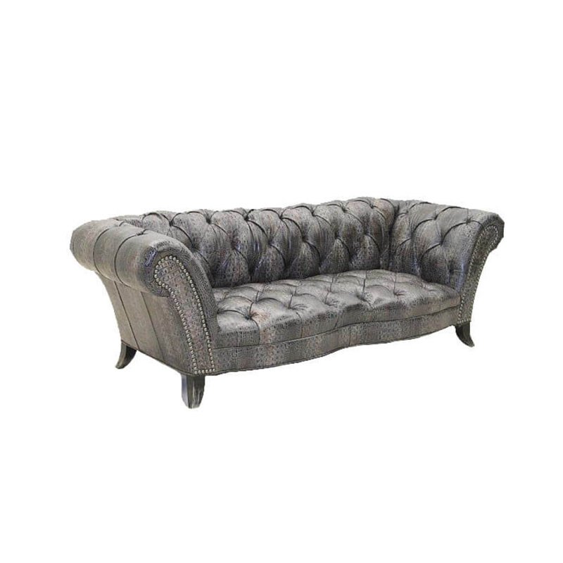 Leather Sofa, Croc Gator Brown, Brushy Bayou, Natural