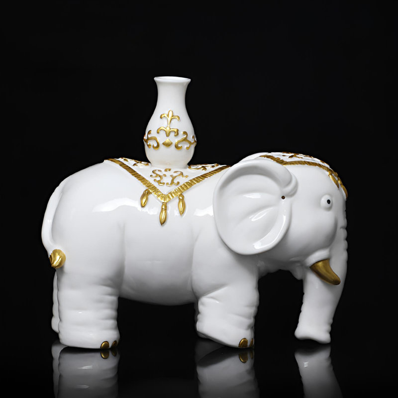 Ornement artistique en porcelaine blanche Elephant