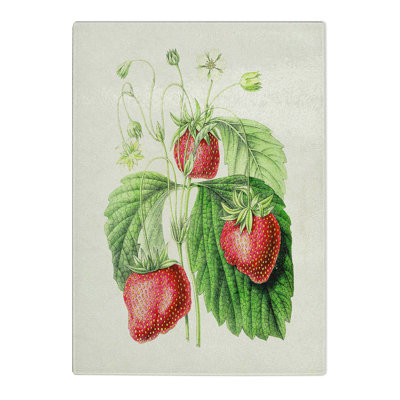 Tempered Glass Illustration of Strawberries Chopping Board