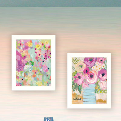 Art mural encadré 2 pièces Floral Designs pour salon, maison, par Kait Roberts