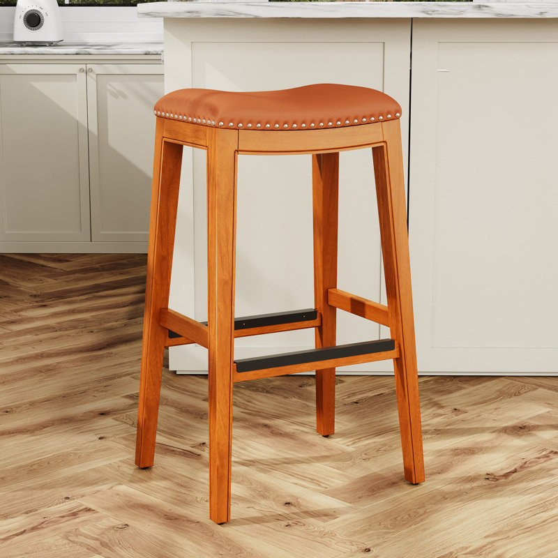Tabouret de bar 30 po avec siège en cuir naturel - élégant et confortable