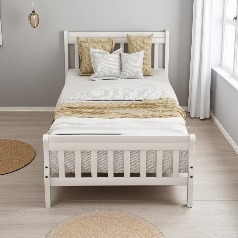 Lit plateforme Wood, Blanc