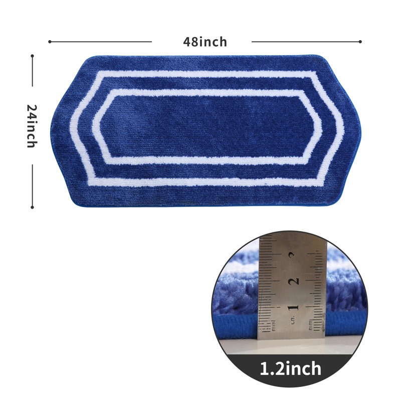 Shilyn Non-Slip Bath Rug, 24"W x 48"L, Blue