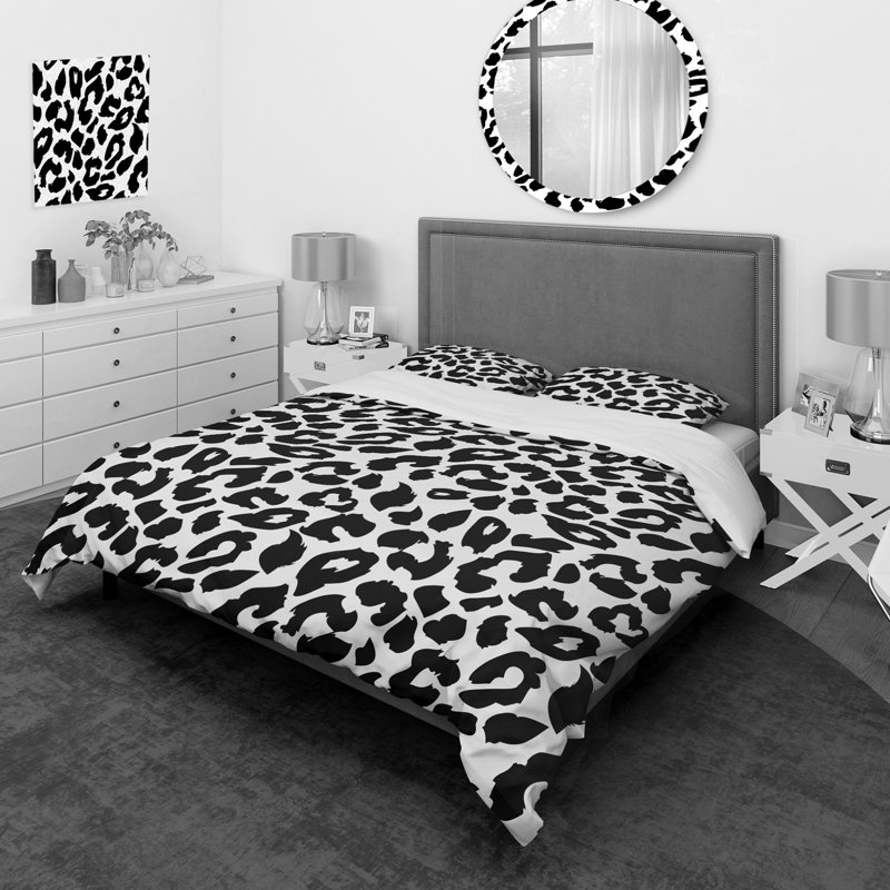 Black And White Leopard Pattern II Animal Print Duvet Cover