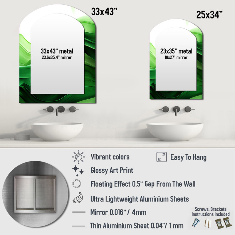 Décoration murale verte et blanche «I», 34 po x 25 po