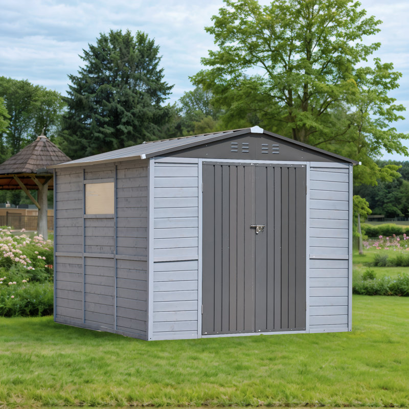 Cedar Wood and Metal Tool Shed, Waterproof Outdoor Storage(Floor not Included), 79.94" H x 118.29" W x 102.35" D