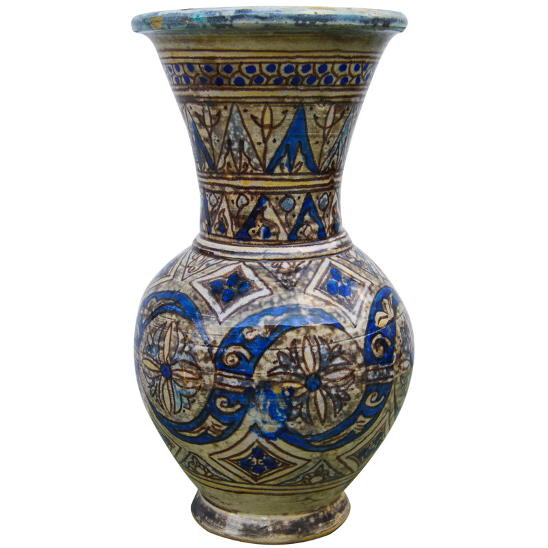 Vase de table en céramique bleu/gris 11,5 "intérieur/extérieur
