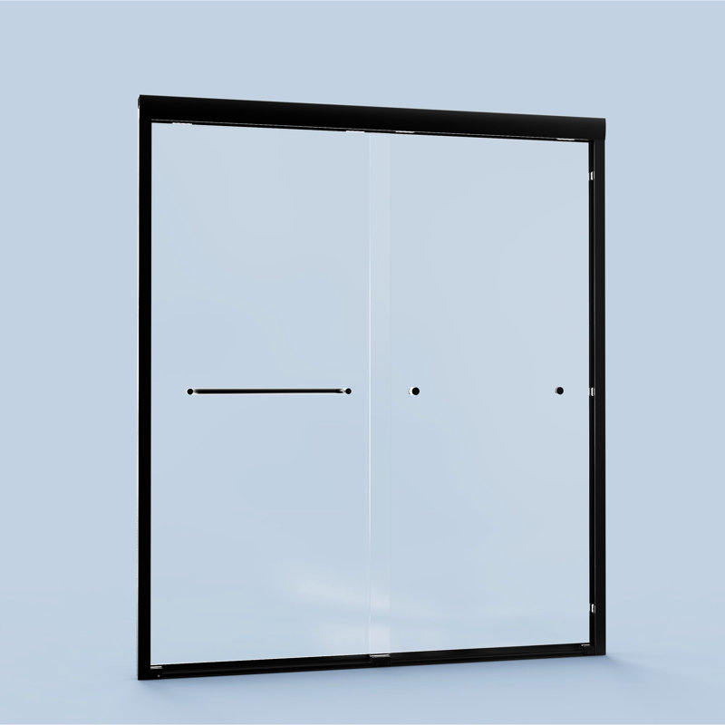 72" H Double Sliding Shower Enclosure, 56"-60"W, 1/4" Tempered Glass, Matte Black, Waterproof Bathroom Unit Bypass Door, 56"-60"W*72"H, Stylish Addition