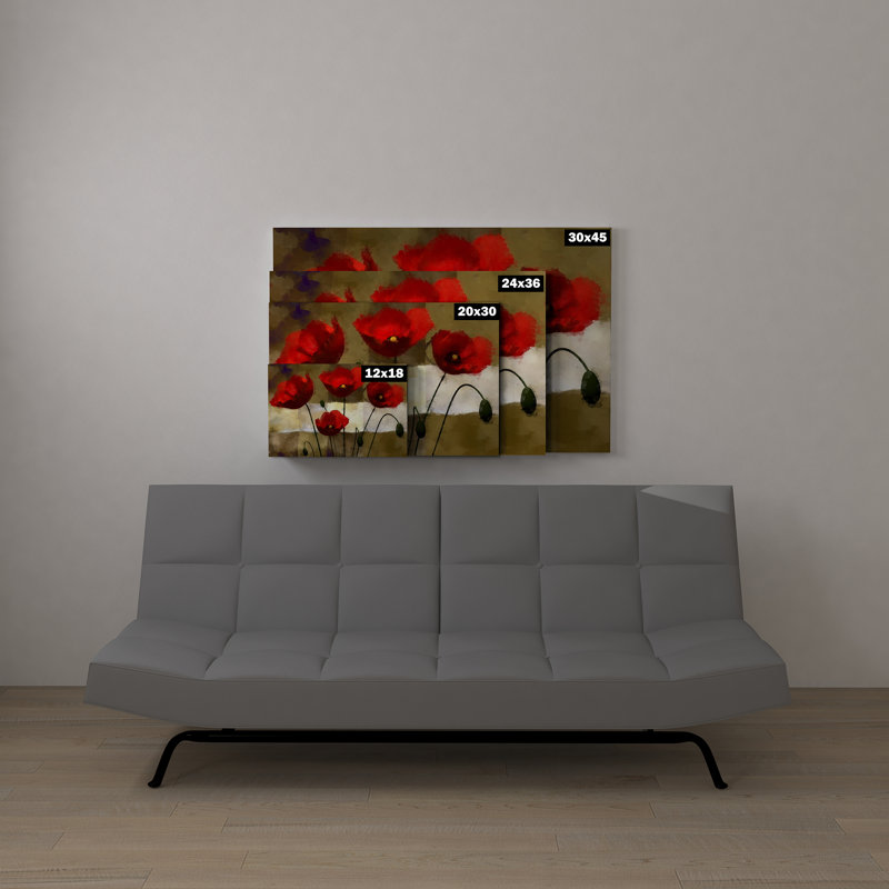« brown & red fleur contemporaine moderne », reproduction d’impression sur toile, H 30 po x l 45 po x P 1,5 po