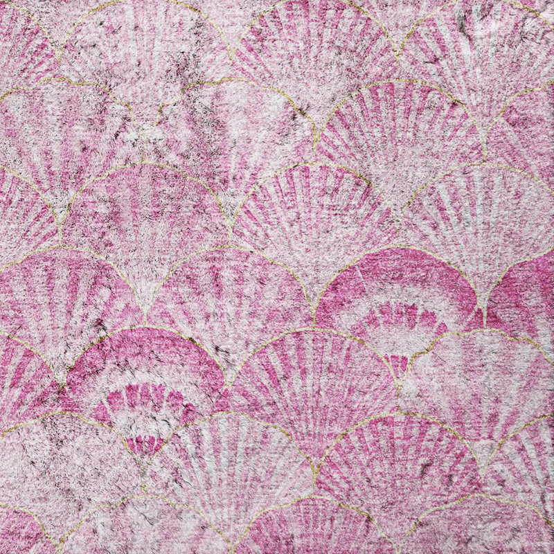 Premium Machine Washable Dream Shag ADS181 Shells Rug, Pink, 5' x 7'6"