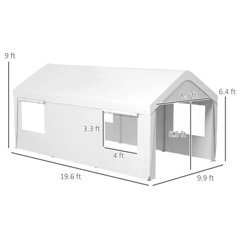 20 Ft. W x 10 Ft. D Garage, White
