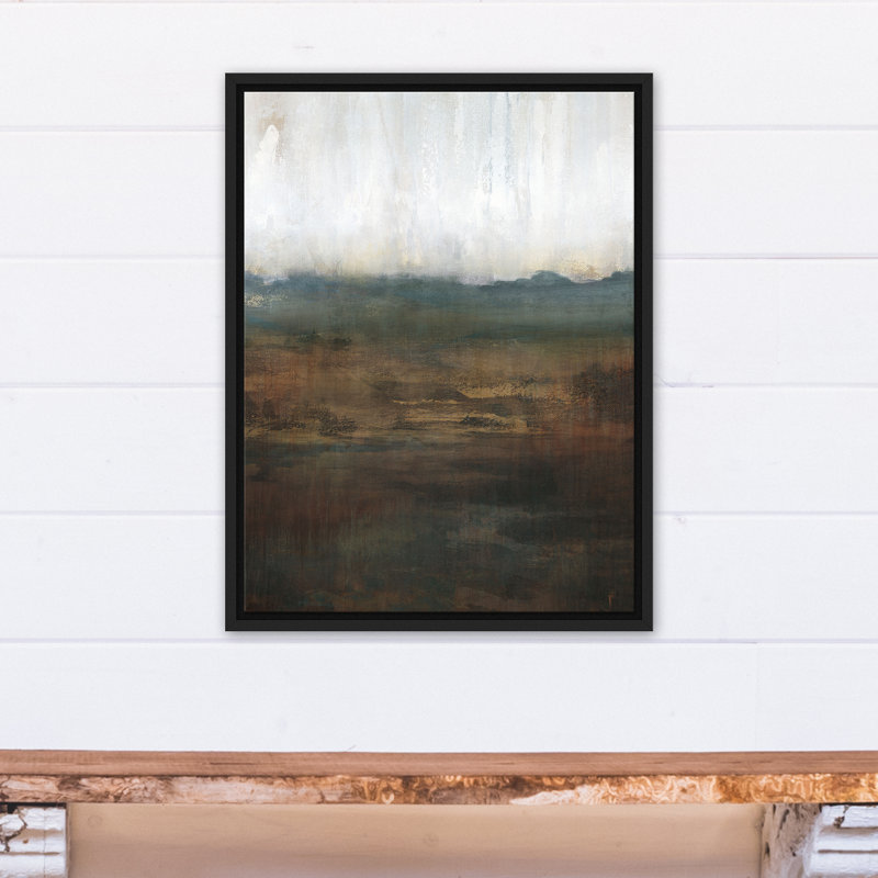 Commencement d'une tempête sur toile, H 25,75 po x l 19,75 po x P 1,75 po, Cadre flottant noir