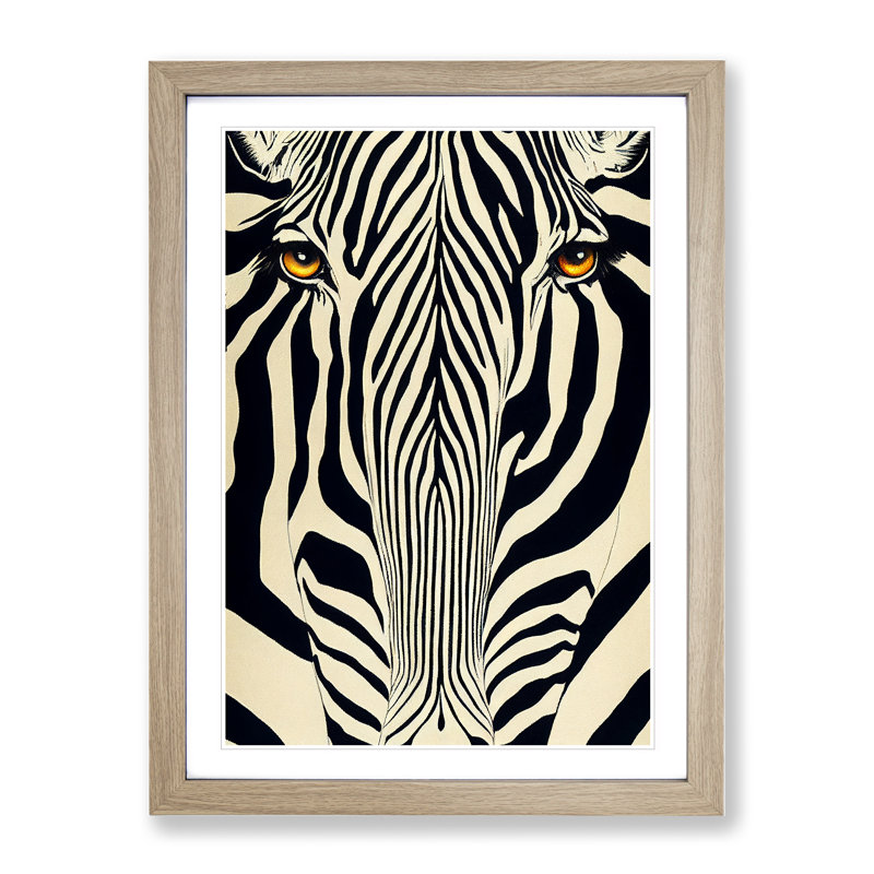 Zebra No.3 Abstract - Single Picture Frame Print, Oak, 34cm H x 25cm W x 2cm D