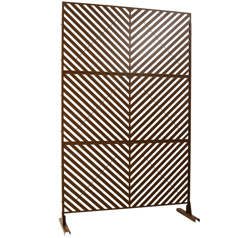Panneaux de clôture 76 "H48" l 76 "- métal, brun pour les espaces extérieurs et intérieurs terrasse, patio, balcon, pelouse, jardin Ps113