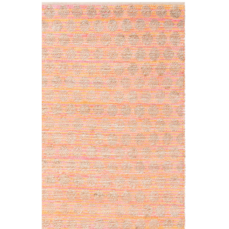 Arria Cape Cod Hand Woven Jute/Cotton Polka Dots Rug in Orange/Natural, Rectangle 3' x 5'
