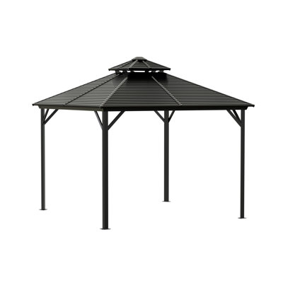 Abri de soleil d'extérieur à toit rigide en aluminium résistant aux intempéries Ventura II 10 pi x 10 pi Sojag