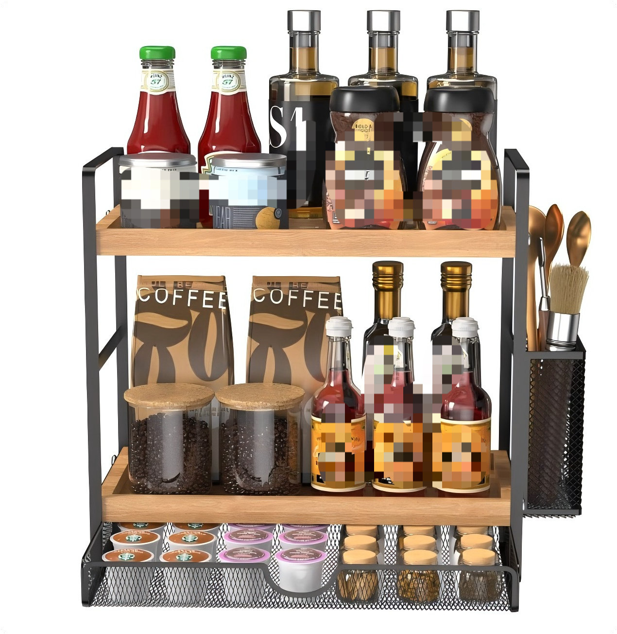 17 Stories 2 Tier Spice Rack Organizer For Countertop With Drawer And ...