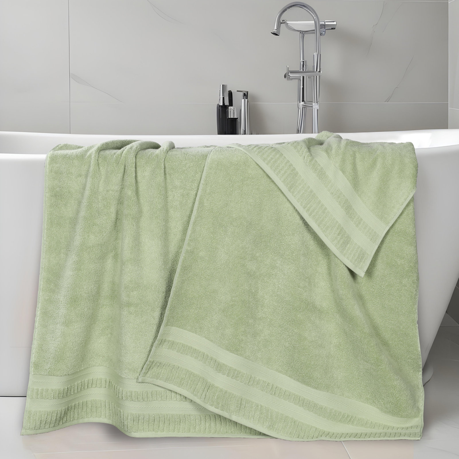 Zero-Twist Cotton Towel Set, Bath Sheets - 2 Pack, Green