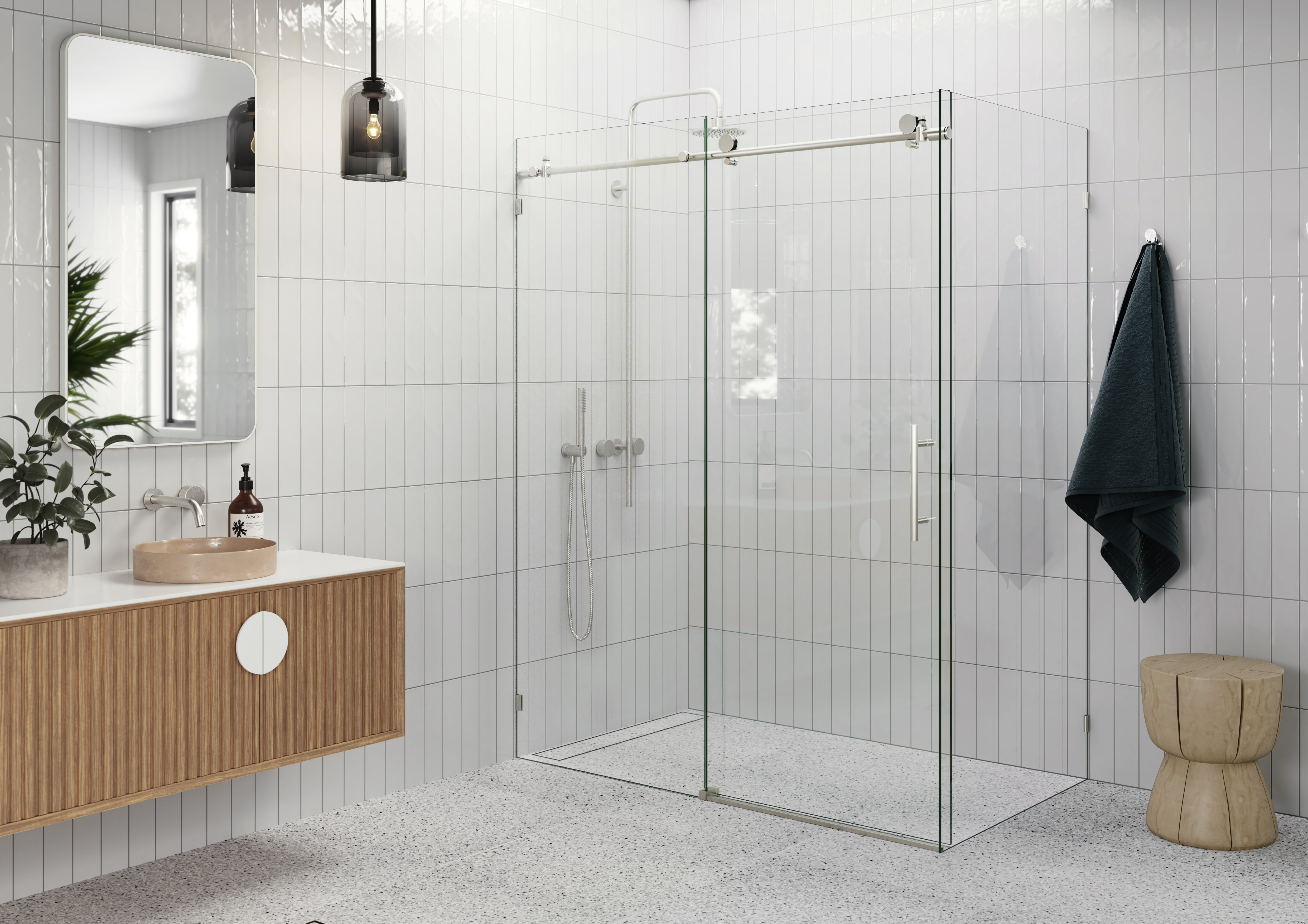 Aston Moselle 60-in x 75-in Clear 3/8-in Shower Glass Panel at