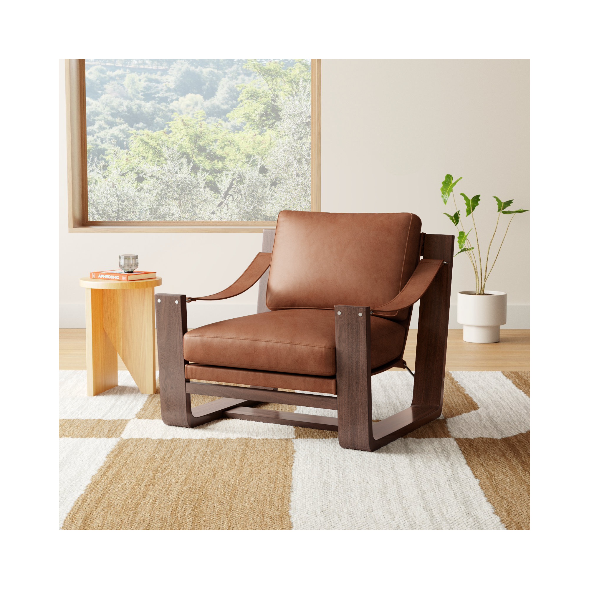 Arista Genuine Leather Armchair, Heirloom Sienna Genuine Leather