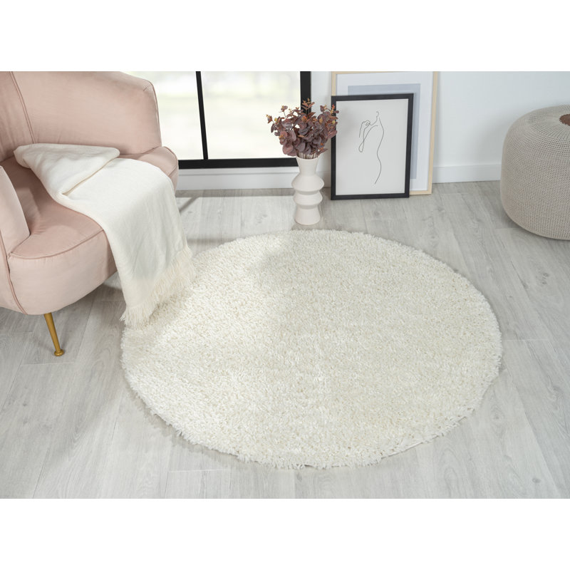 Shaggy Lush cream  Rug, Round 120cm
