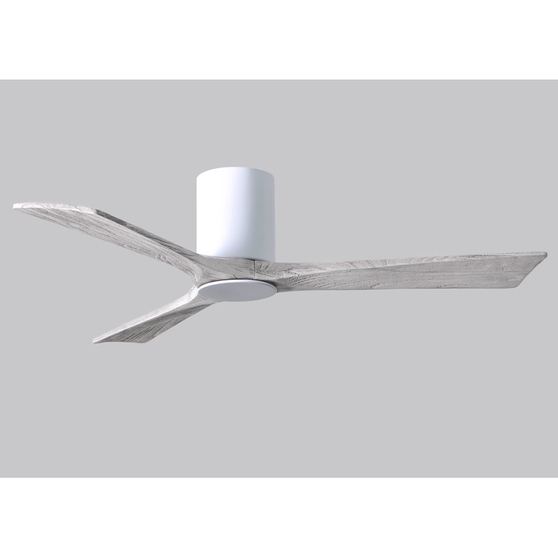 Irene LED Ceiling Fan, Gloss White, Barn Wood Tone, 52"