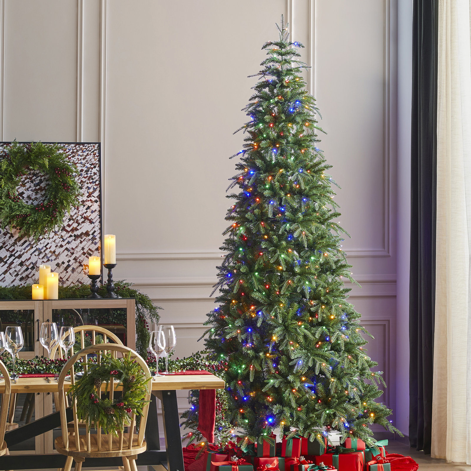 Aldred Pre-Lit Slim Fir Christmas Tree, 9'