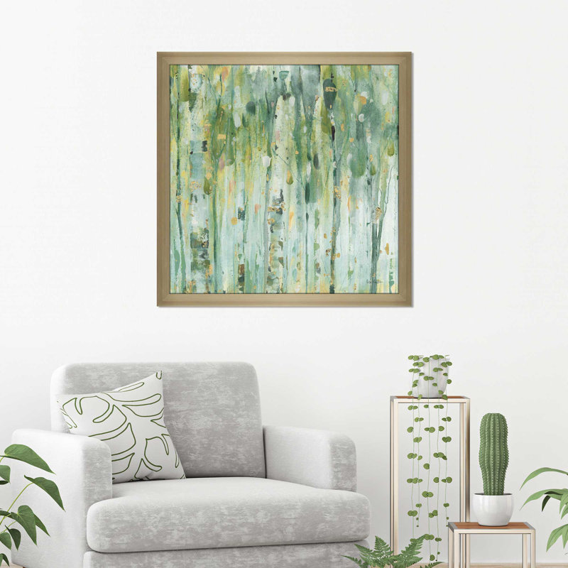 «The Forest III», reproduction de peinture à l'aquarelle, H 25,5 po x l 25,5 po x P 1 po, Encadrement champagne