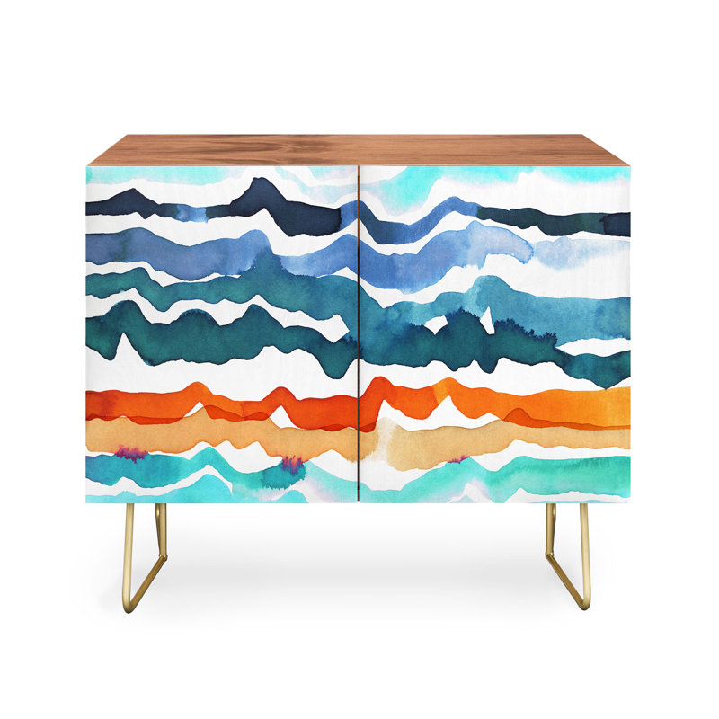 Accent Cabinet, Walnut/Blue/Red
