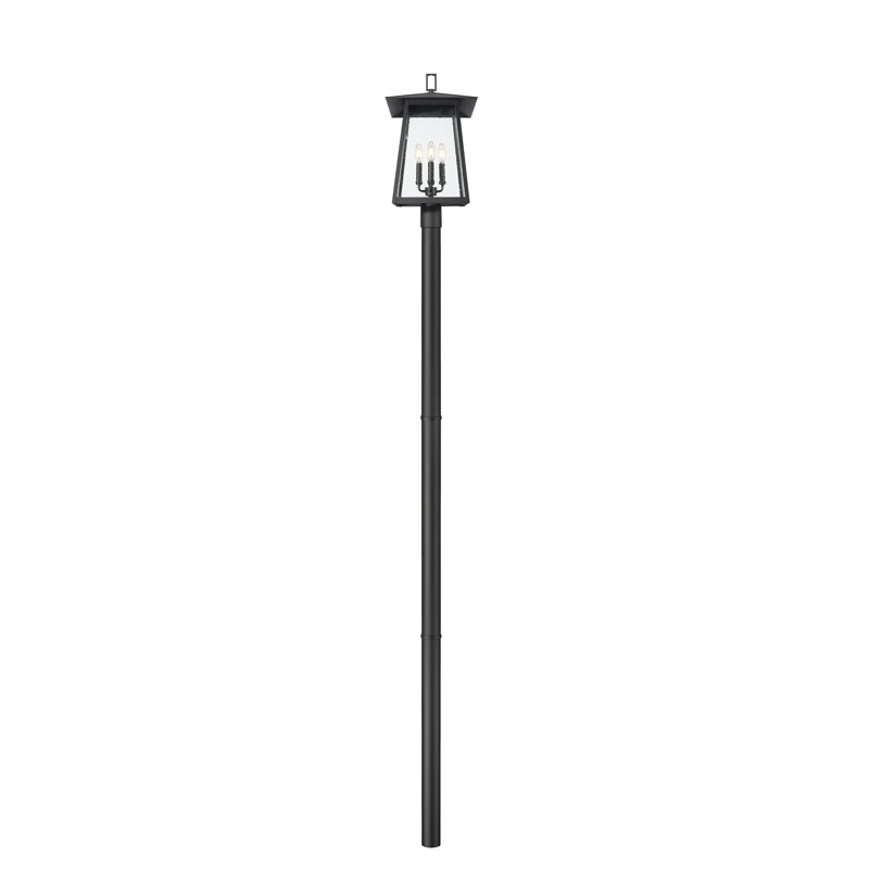 Rainer 4 Light Outdoor Post Mounted Fixture in Black, 118.25" H x 13.5" W x 13.5" D