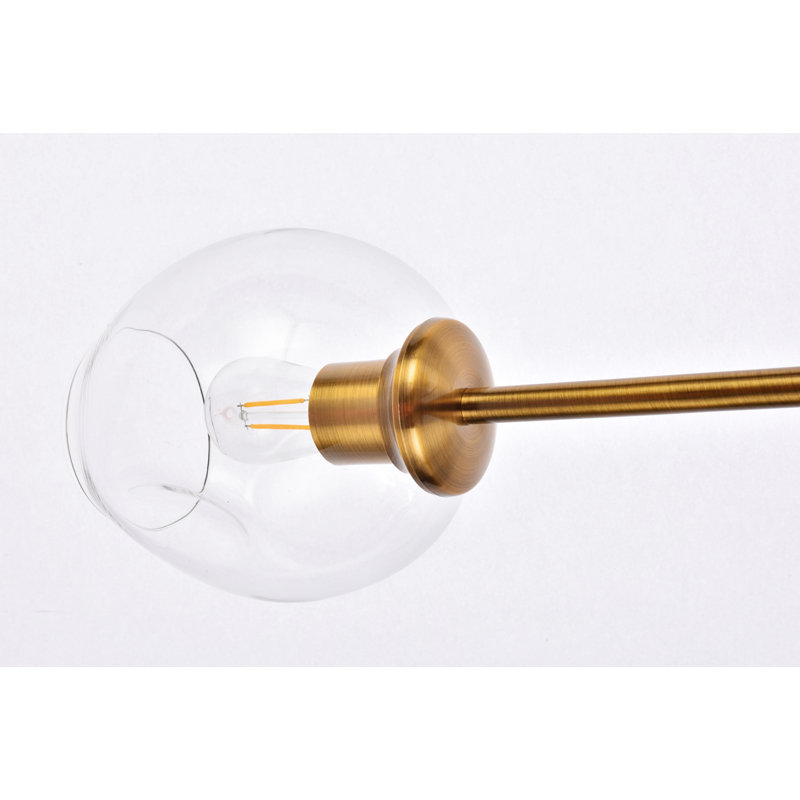 Ulrey 5 - Light Dimmable Sputnik Modern Linear Chandelier, Brass