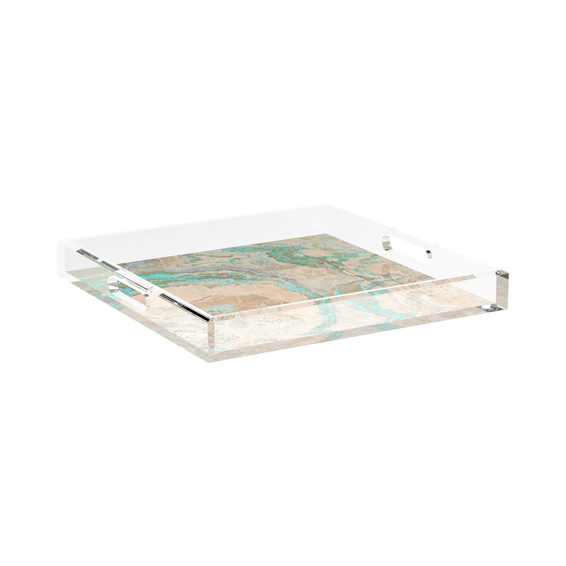 Agate Clay Acrylic Square Decorative Tray, 15"W x 15"D x 2"H