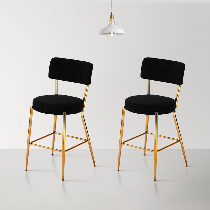 Tabouret de comptoir 25 po Rachell, Noir, Or