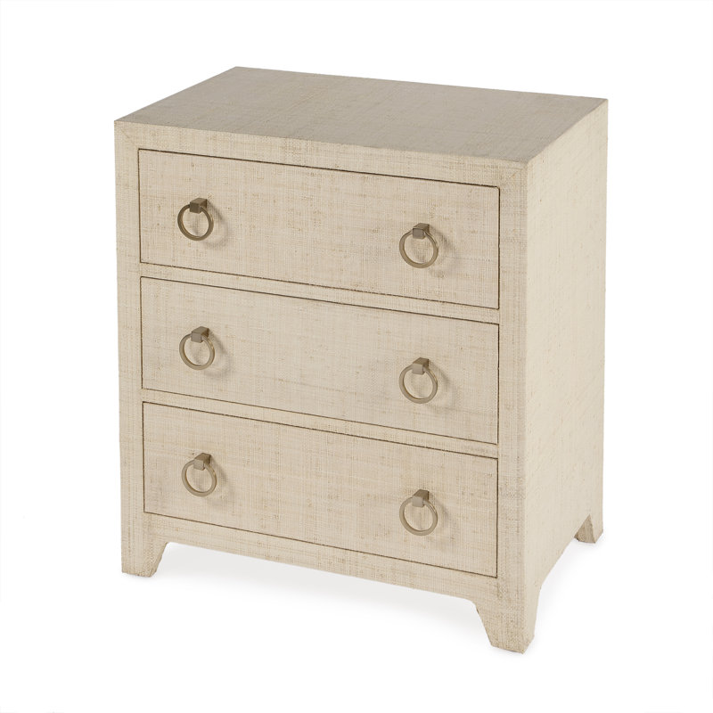 Commode 3 tiroirs en raphia Cleo, Naturel