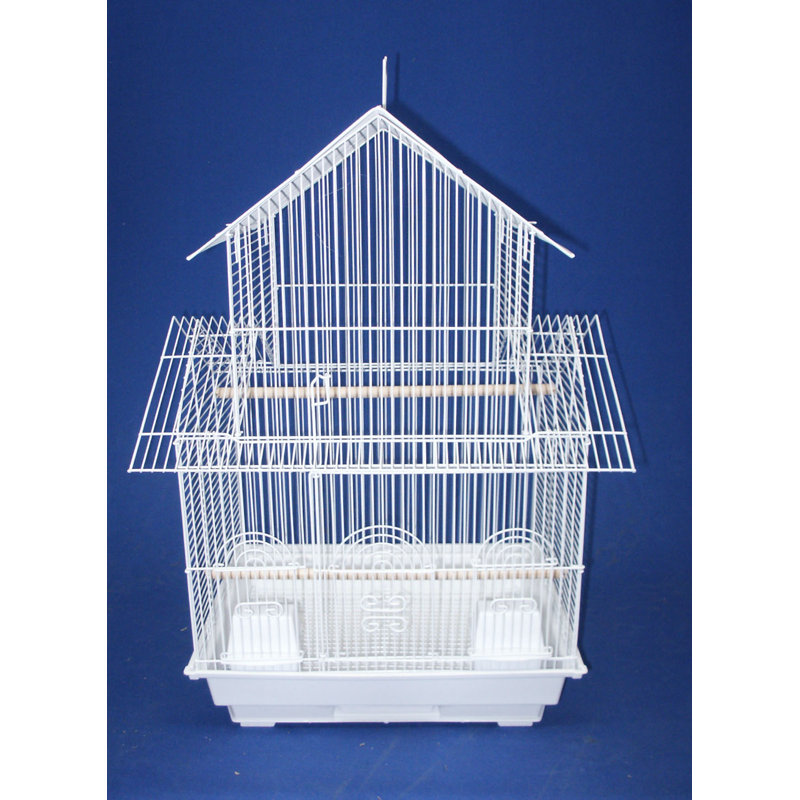 Cage à oiseaux double toit, Blanc