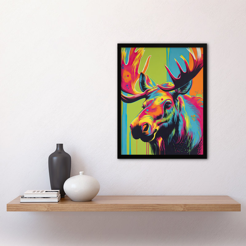 Albana Canadian Moose Vibrant Portrait Modern Work - Single Picture Frame Print
