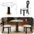 3-Piece Modern Dining Set with 33.5" Square Sintered Stone Top, Black Pedestal Base with Gold Trim & 2 Rubberwood Chairs – Small Space Kitchen & Dining Table Set-767776934