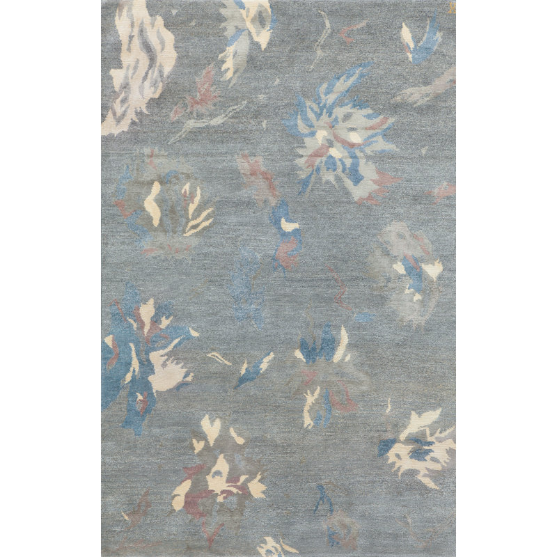 Capri Floral Area Rug in Lavender/Ivory/Gray/Blue, Rectangle 4' x 6'
