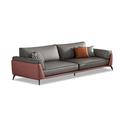 Dark grey,Pink Genuine Leather Standard Sofa