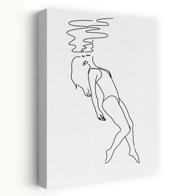 A Woman Floating Underwater Dreamy Minimalist Modern Wall Art Print