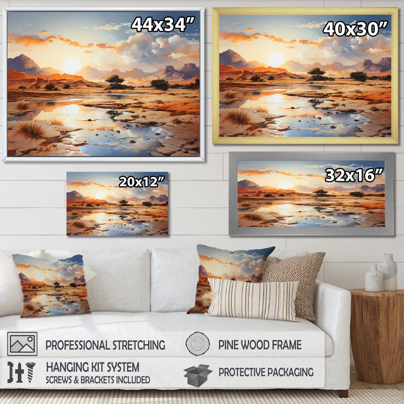 «African Sahara Dreams II», reproduction sur toile, H 16 po x l 32 po x P 1 po, Cadre doré à une seule photo