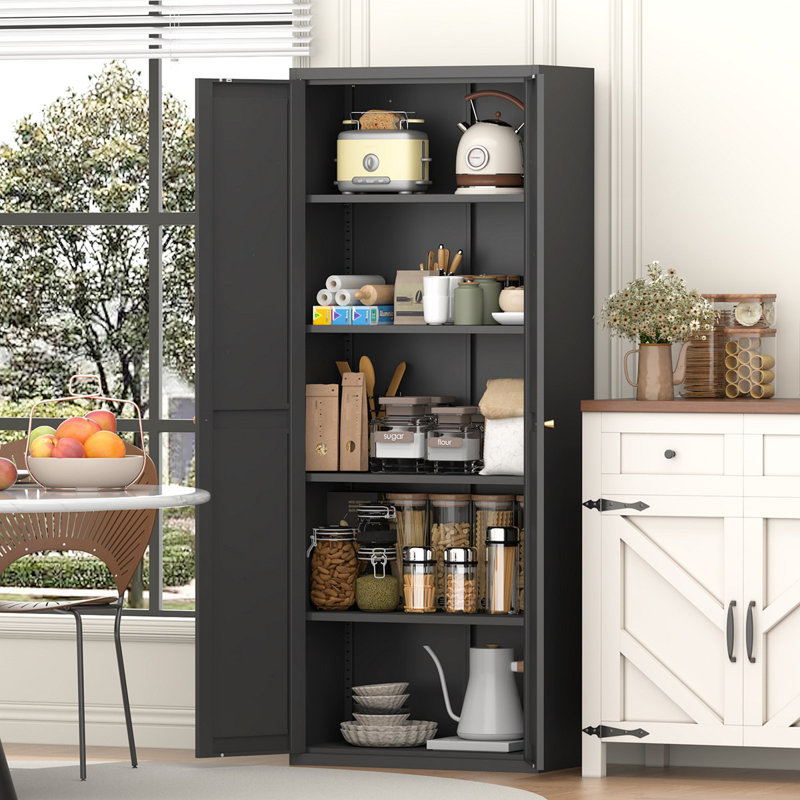 Armoire de rangement à 2 portes en métal avec tablettes réglables et armoire en acier