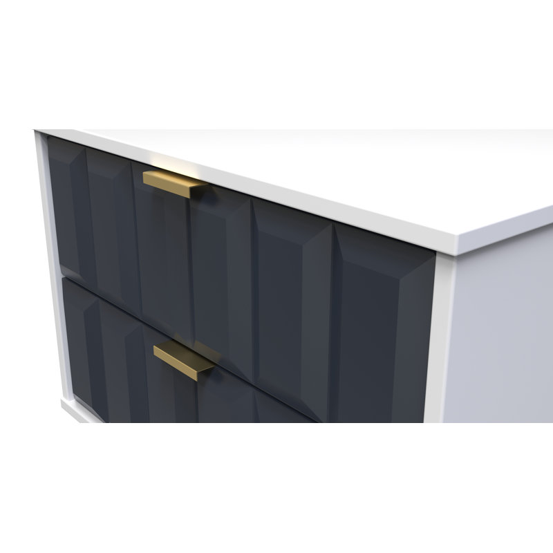 Allem 2 Drawer Midi Chest (Ready Assembled), Indigo Matt/White