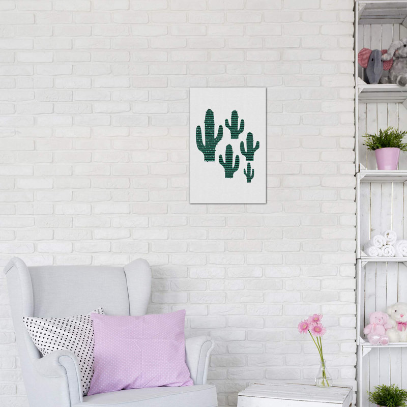 Cactus Crowd - impression d'art graphique, H 18 po x l 12 po x 1,5 po, Toile tendue