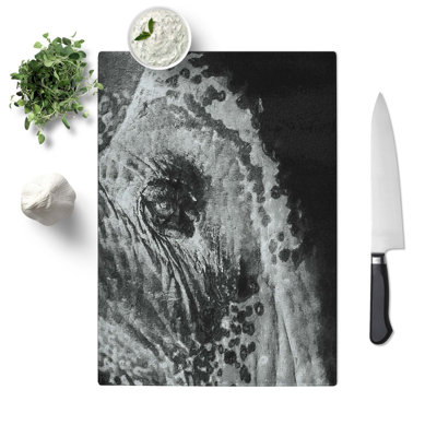 Tempered Glass Watchful Elephant Chopping Board