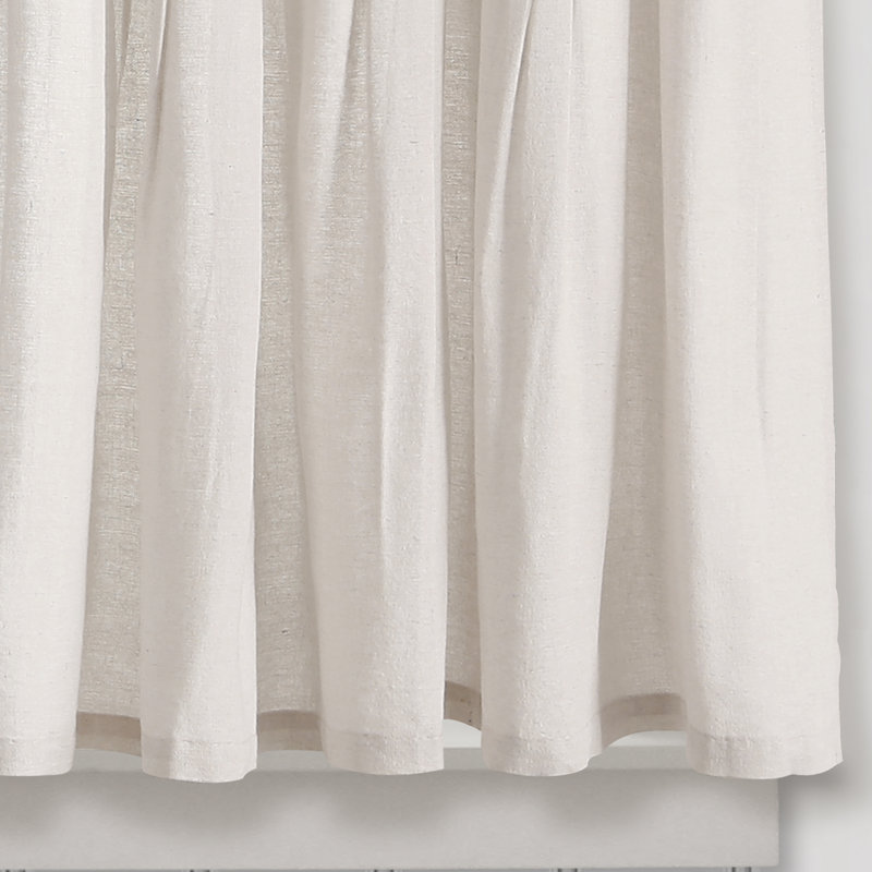 Linen Button Cotton Blend Tailored Cafe Curtain, 29" W x 36" L, Linen/White